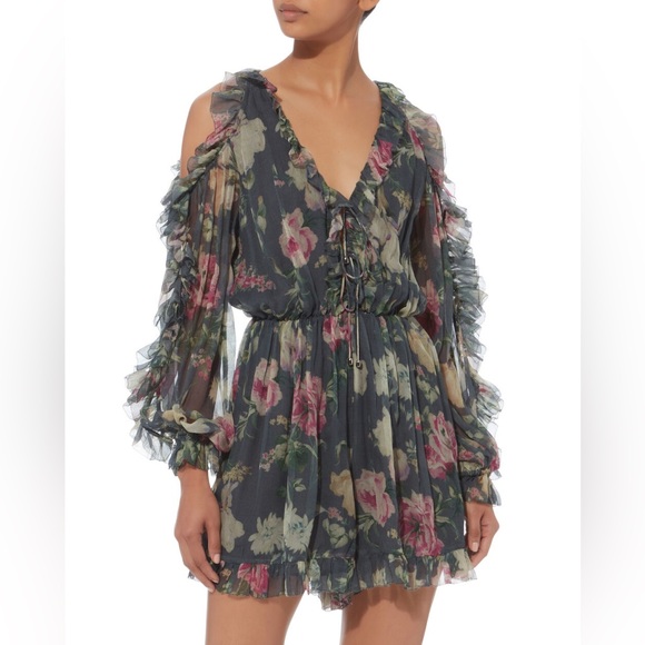 Zimmermann Pants - ZIMMERMANN Iris Tie Sleeve Playsuit